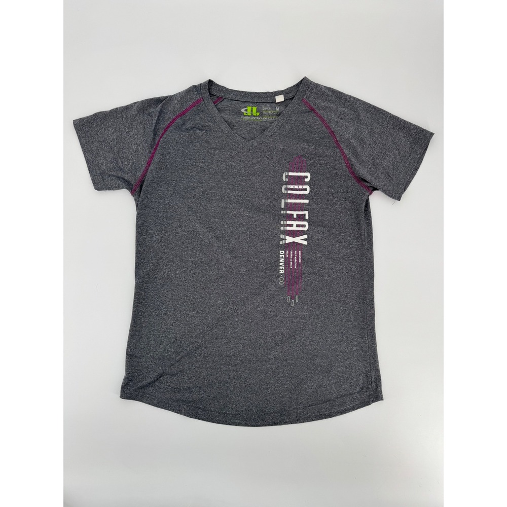 Leslie Jordan Colfax Marathon 2017 Running Shirt Gray Purple V-Neck Medium